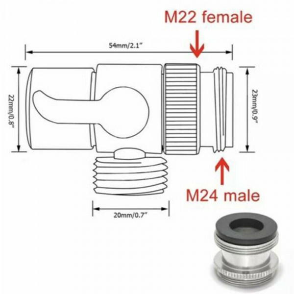 2-Wege-Umsteller T-Adapter Wasserhahn WC Bad Auslauf Ventil Armatur Intim Dusche