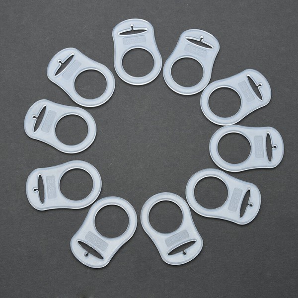 5x Silikonring Adapter Clip Schnullerketten transparent Klar Schnullerhalter DE