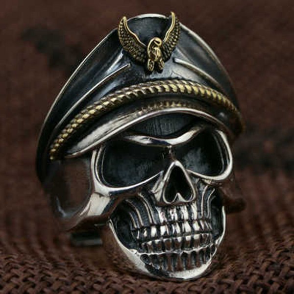 Totenkopf Ring Shield Skull Edelstahl Massiv Biker Gothic Schädel Herren Damen